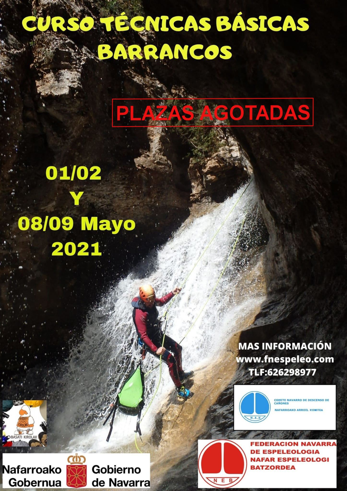 Plazas completas en el Curso de T&eacute;cnicas B&aacute;sicas-Descenso Barrancos